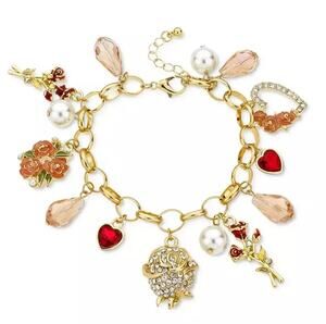 2024 NIP Macys Holiday Lane Gold Vintage Valentines Day Gemstone Charm Bracelet